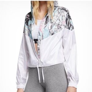 Nike - White/Pink/Blue Nylon Hooded Jacket with Floral Design